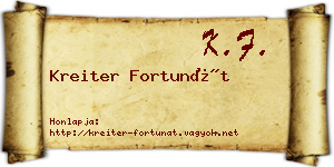 Kreiter Fortunát névjegykártya